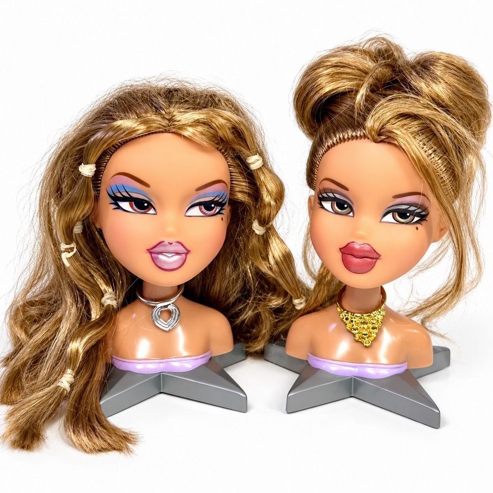 2005 Bratz Head Gamez Yasmin V1 V3 Fashion Head Lot 1st Edition MGA Necklaces